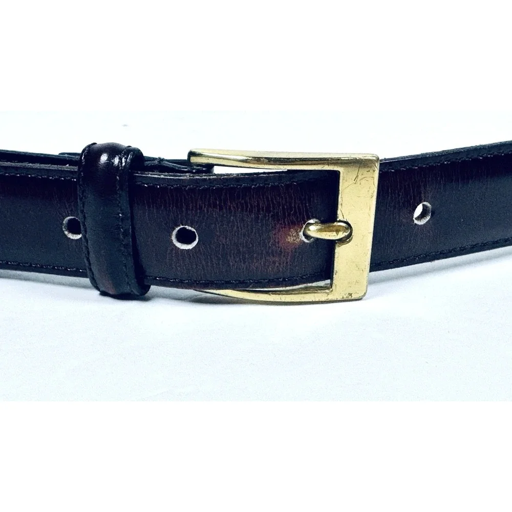 Dooney Bourke Belt Men 36 Brown Leather Wellington Calf Made in USA Brass Buckle